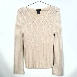 Alexandra Barrett Cream Cable Knit Sweater L